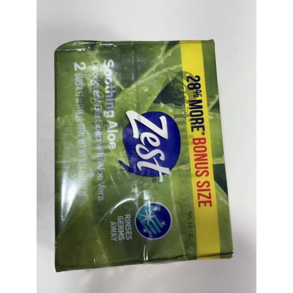 New Zest Soothing Aloe, Deodorant Bar Soap With Aloe Vera, 2x Bars 4.12oz Each - Picture 4 of 4
